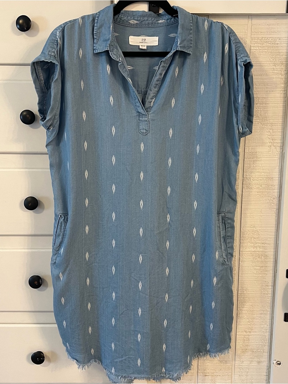 Thread & Supply Light Blue Patterned Chambray Tunic Dress